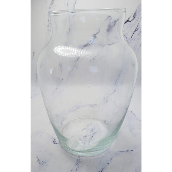 Clear Glass Pear Shaped 8 Inch Flower Vase With Wide Top - Picture 1 of 6